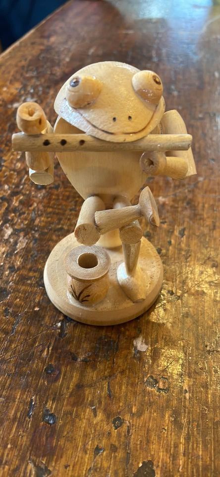 Vintage Wooden Frog Figurine