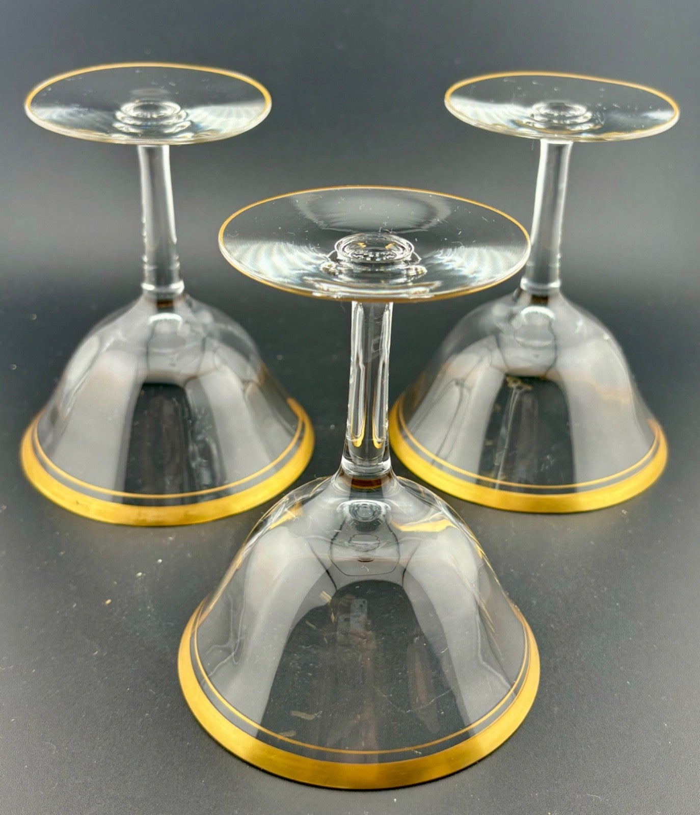 Vintage Champagne/Sherbet Glasses Gold Rims Set of 3