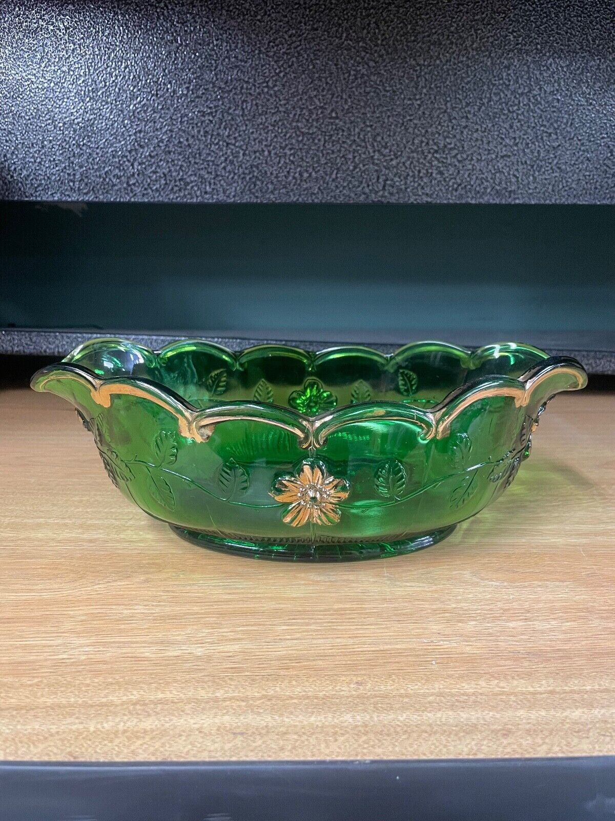Antique EAPG Green Glass Centerpiece Bowl