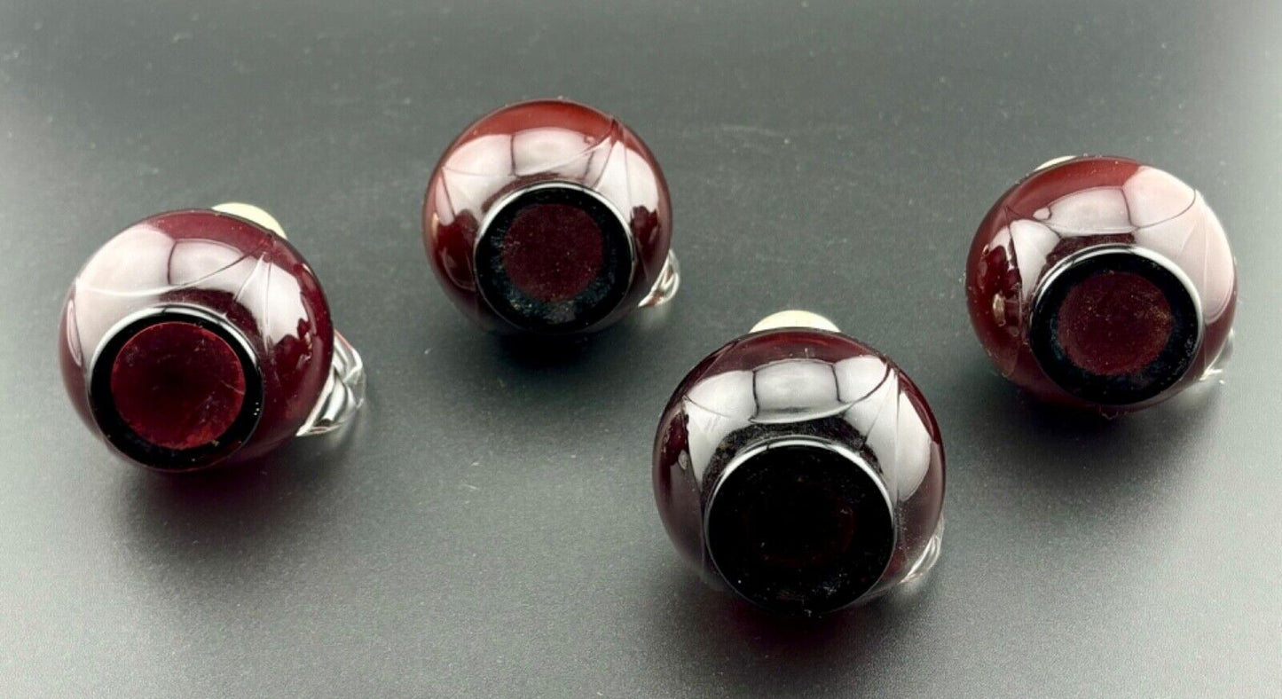 FÄRBER BROS AMETHYST GLASS W/STERLING SILVER LIDS SALT PEPPER SHAKERS