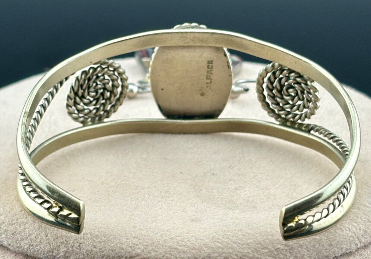 Alpaca Silver Mexico Handmade Bracelet and Dangle Earrings Lot Stamped NK