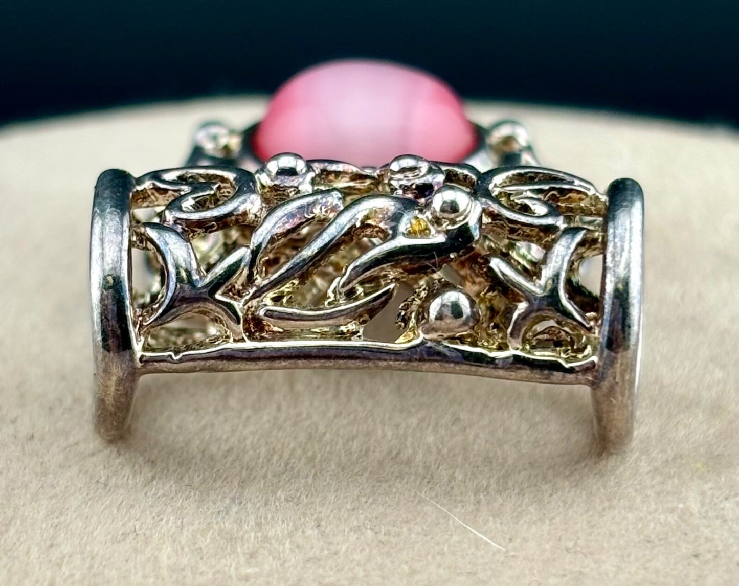 Vintage Premier Designs Slider Pendant Pink Cabochon