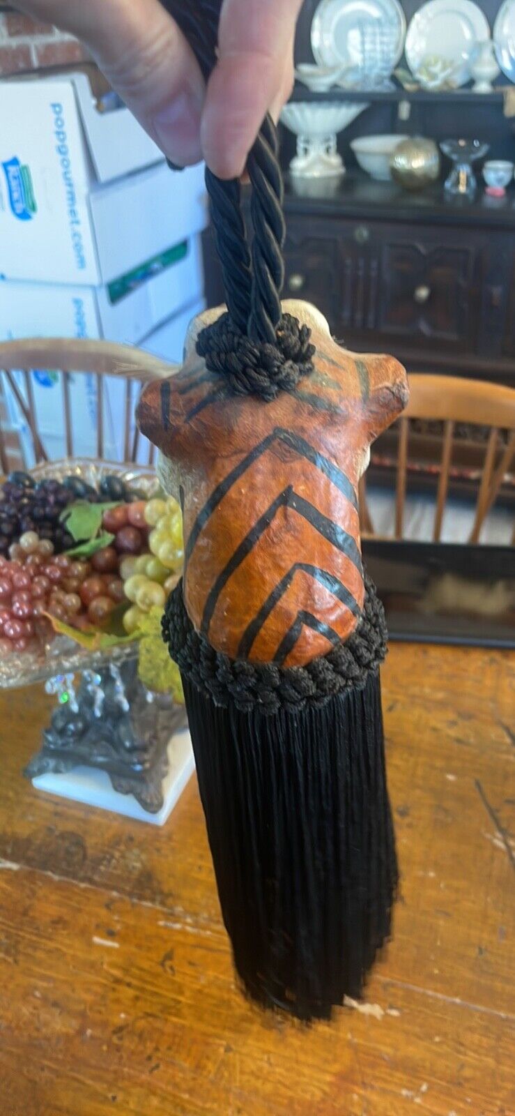 Large Giraffe and Lion Tassels Leather