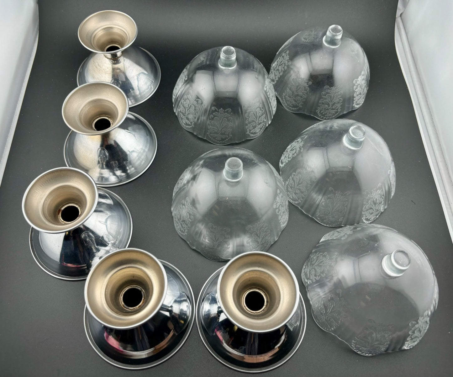 5 MacBeth-Evans American Sweetheart Sherbet or Ice Cream Cups w/ Metal Holders
