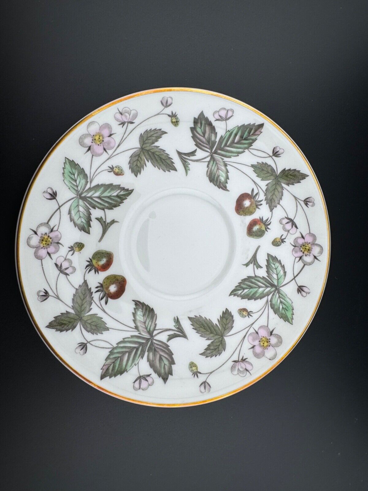 WEDGWOOD "STRAWBERRY HILL" PATTERN CREAM SOUP BOWL & SAUCER SET