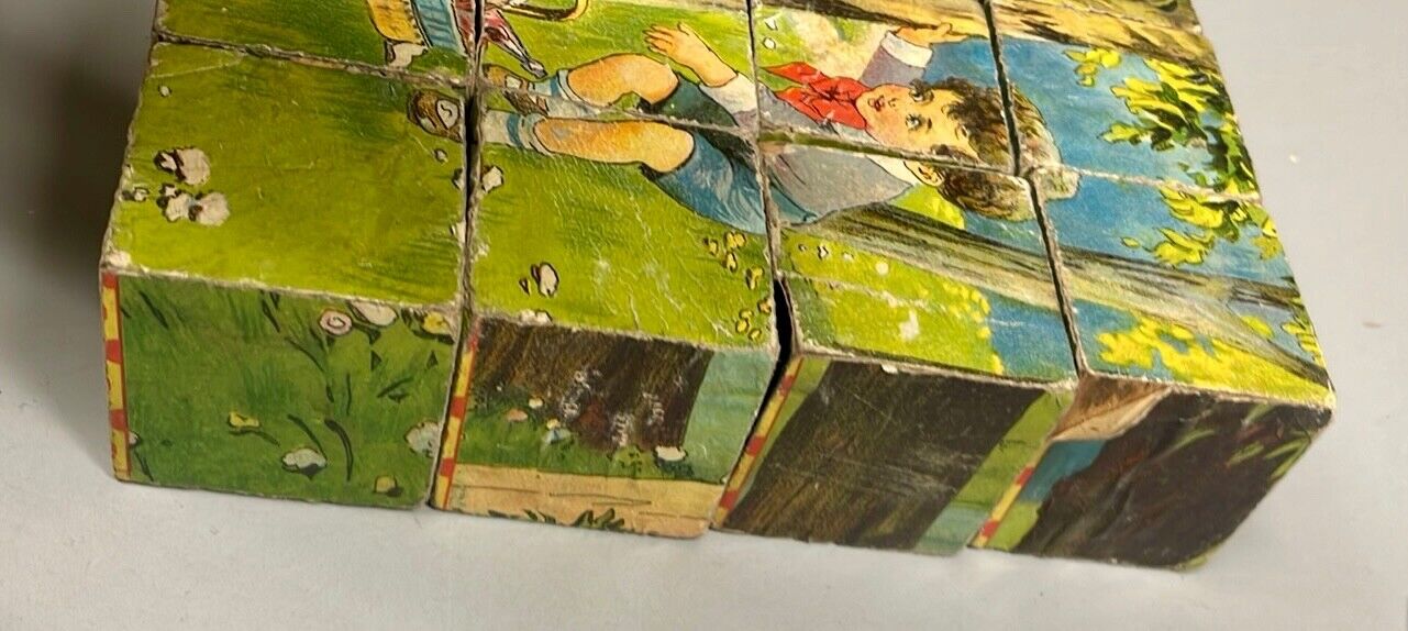 Antique Children's Block Puzzle 6-Sided