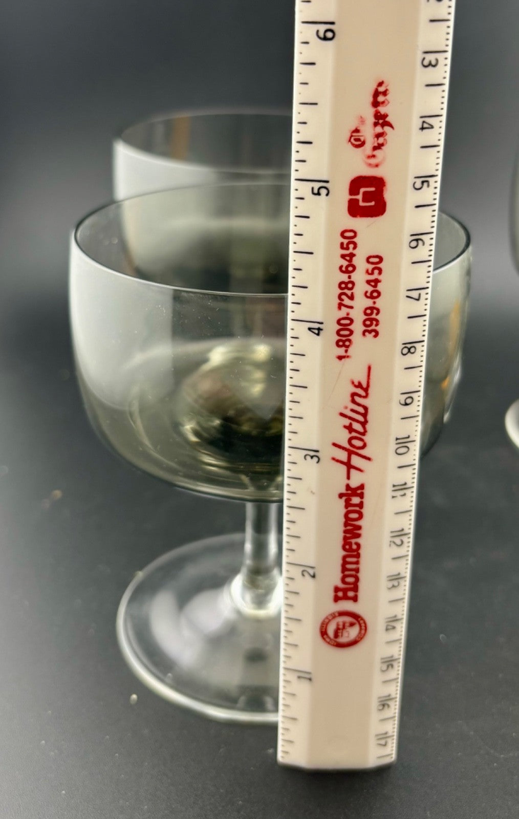 Mid-Century West German Smokey Crystal Champagne Coupe Glasses Set of 4