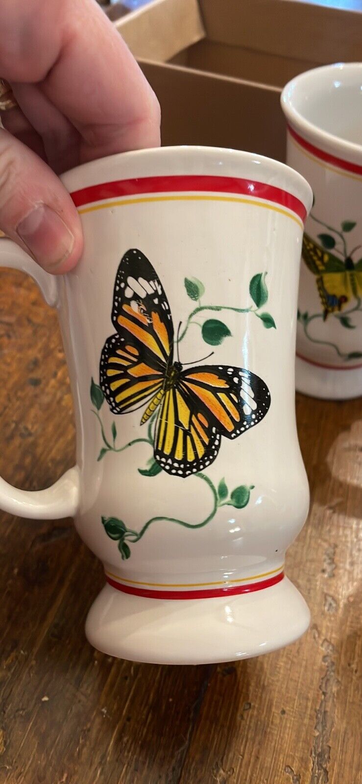 Butterfly Mugs Vintage Set of Four