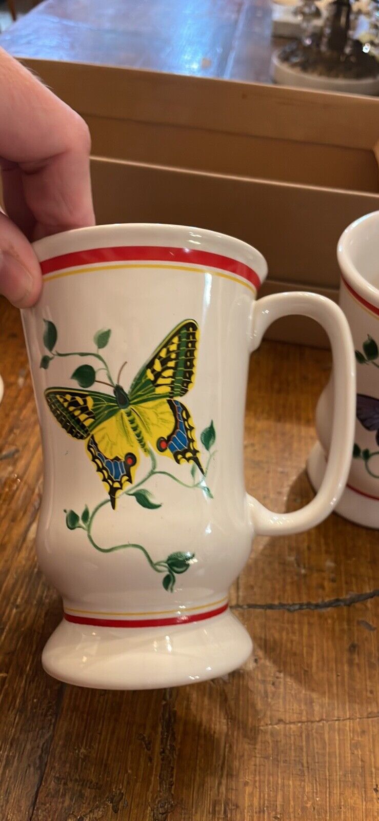 Butterfly Mugs Vintage Set of Four
