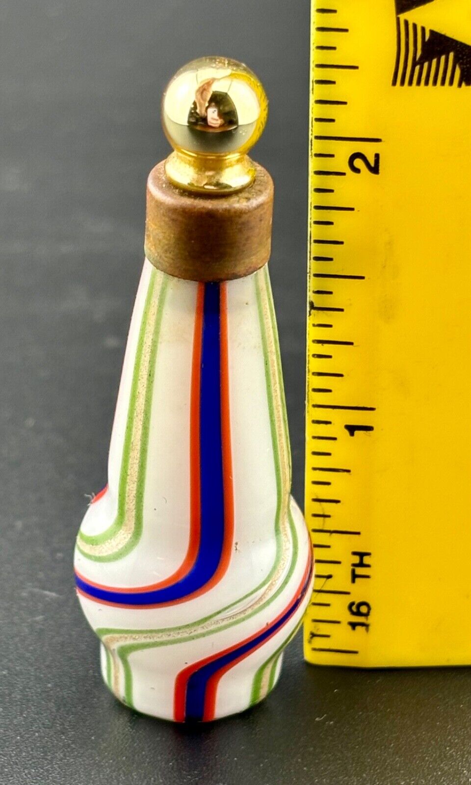 Antique Murano Glass Millefiori Perfume Bottle Scent Flask Golden Lid