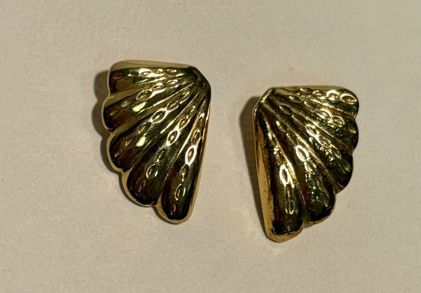 Vintage Gold over .925 Sterling Silver Fan Earrings