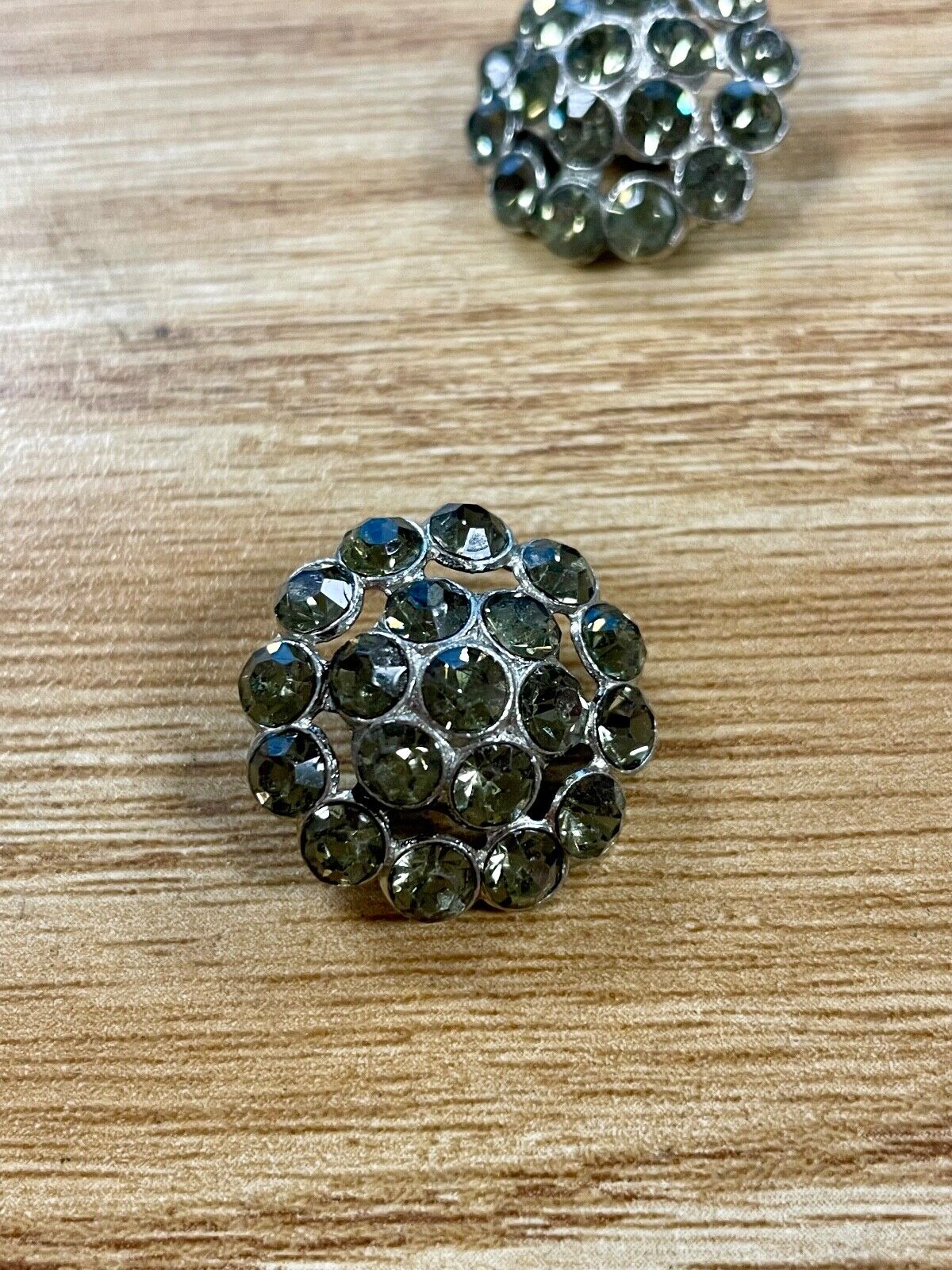 Five Vintage Rhinestone Covered Metal Buttons