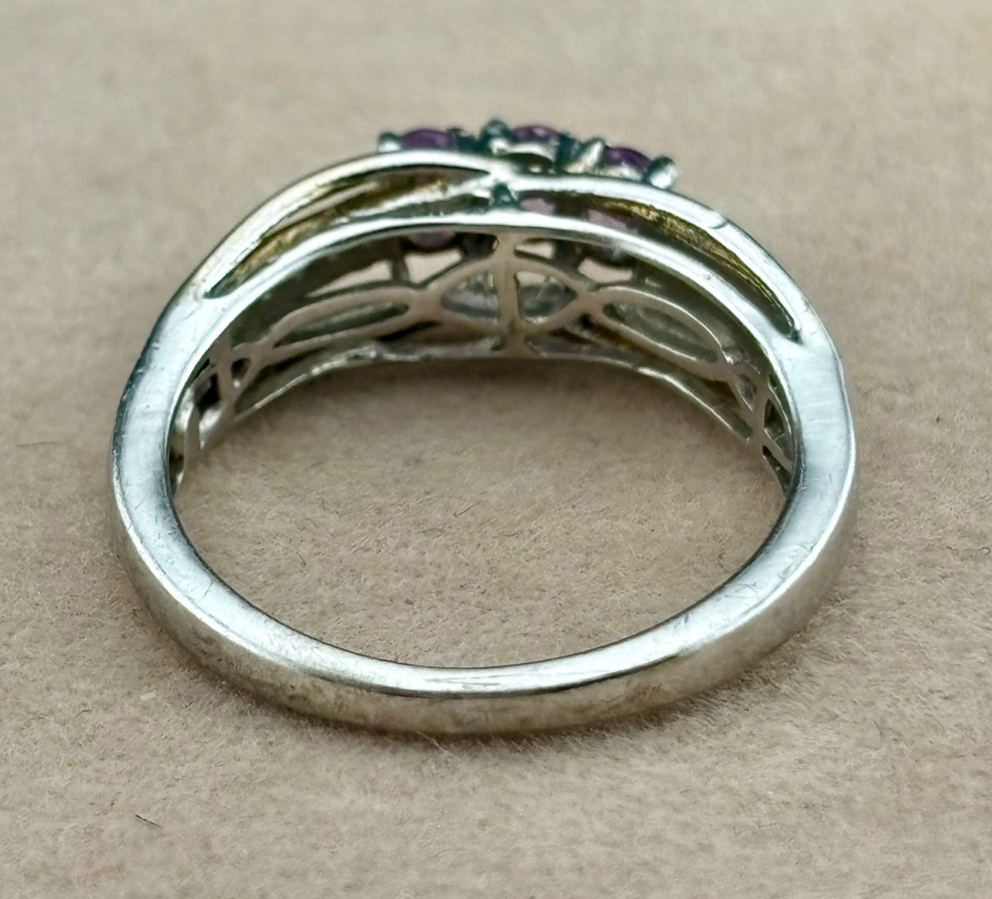 STS Gold Vermeil Over Sterling Silver and Mauve Sapphire Ring Sz. 8