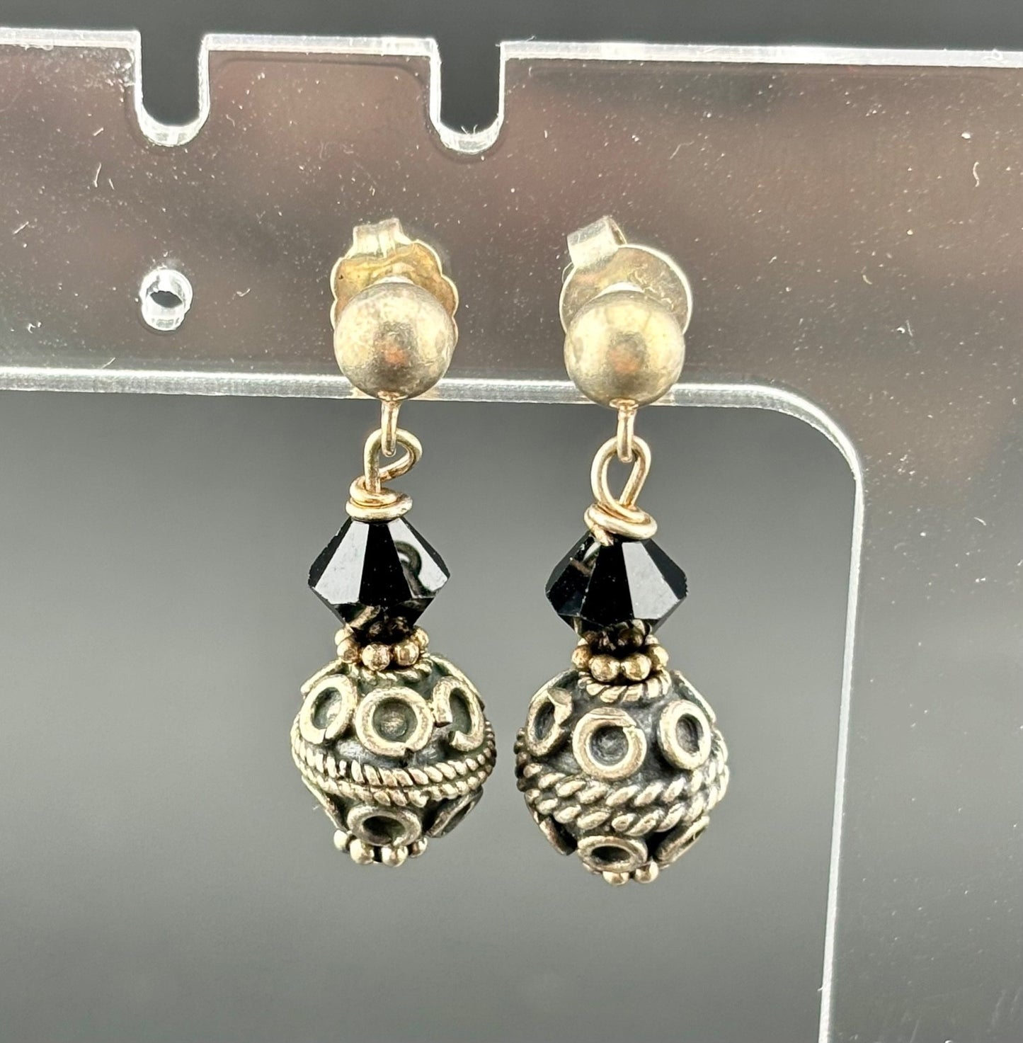 Vintage Sterling Silver Tribal Style Earrings 3 Pairs