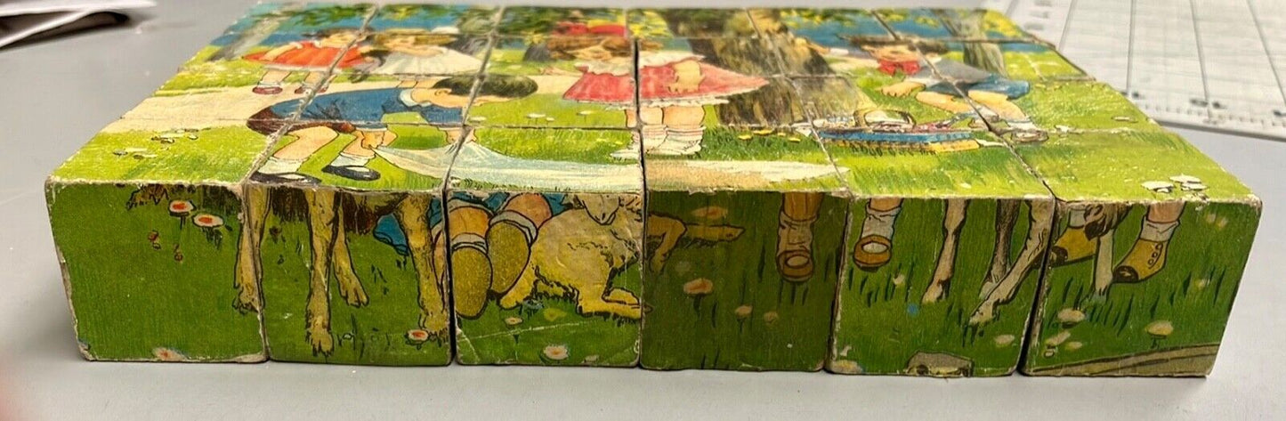 Antique Children's Block Puzzle 6-Sided