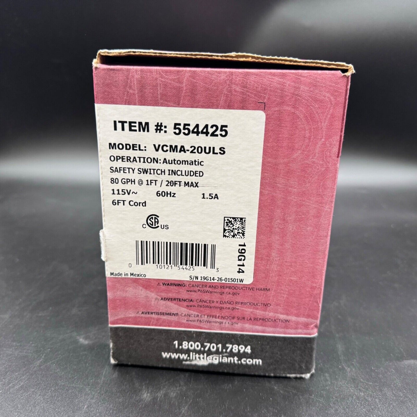 Franklin Electric Little Giant 115-Volt Condensate Removal Pump VCMA-20