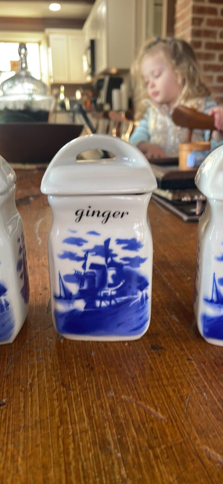 Five Vintage German Porcelain Spice Jars