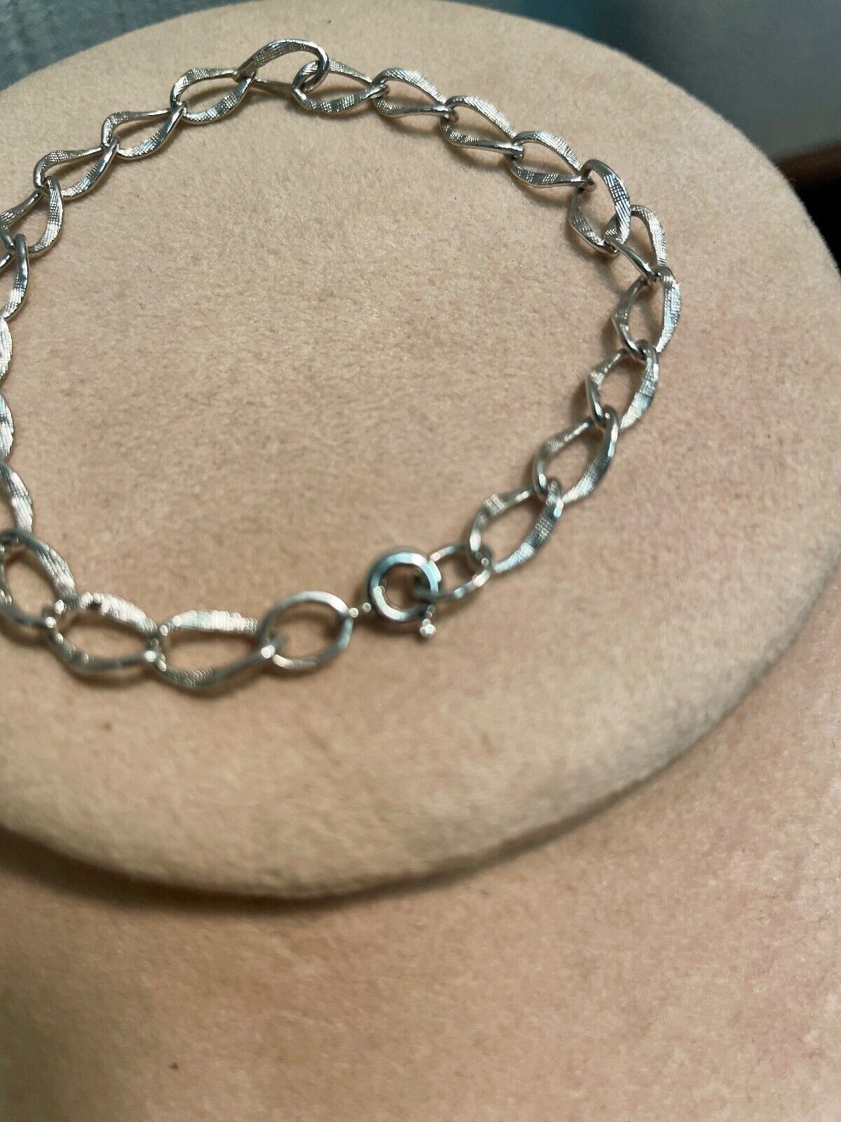.925 Sterling Silver Chain Bracelet Brush Textured 7"