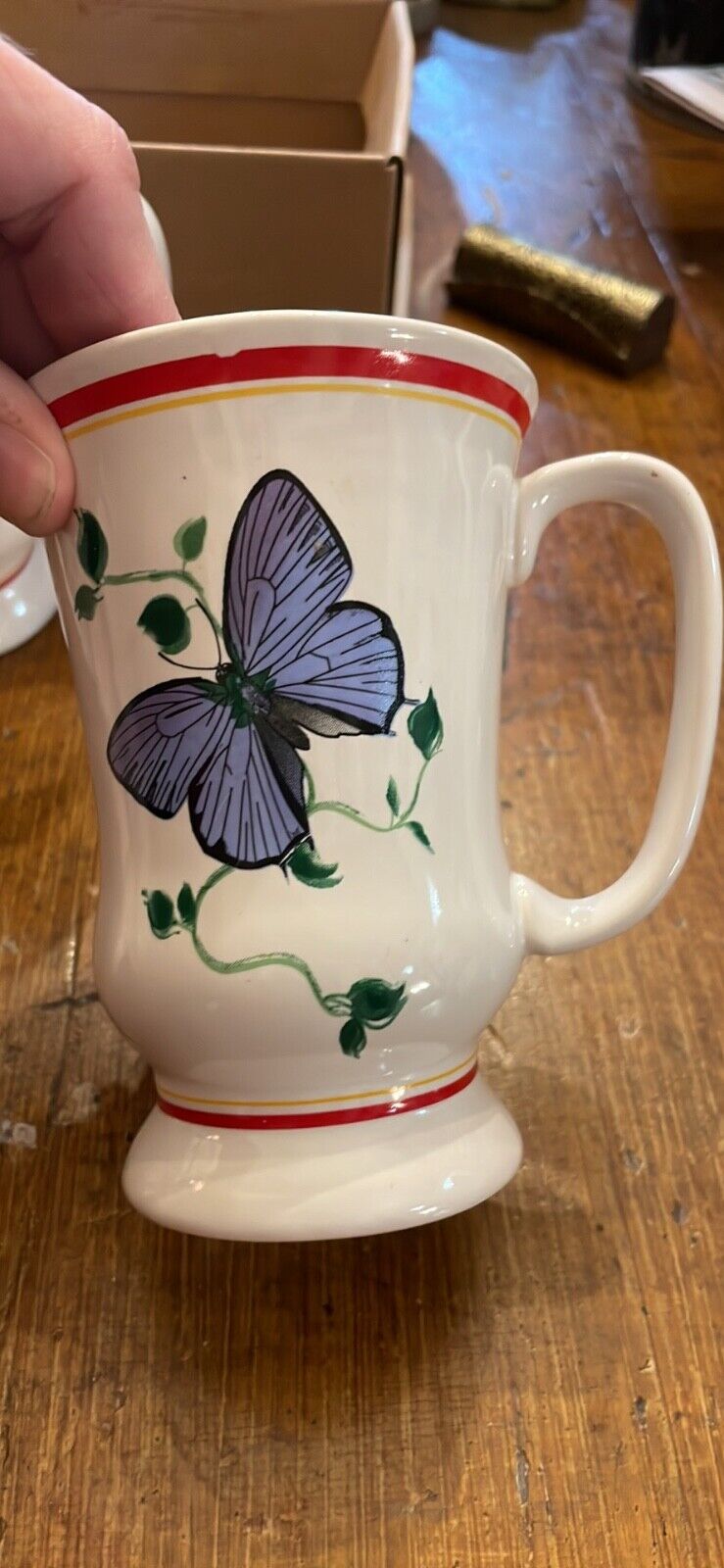 Butterfly Mugs Vintage Set of Four