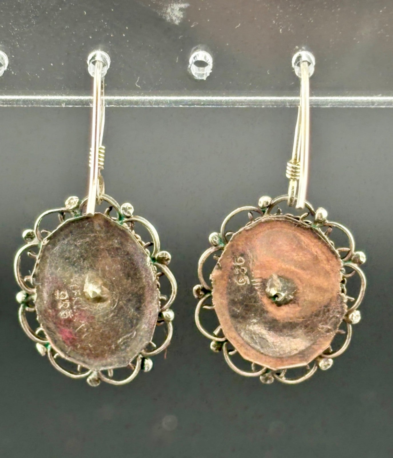 Vintage Sterling Silver Tiger Eye Drop Earrings