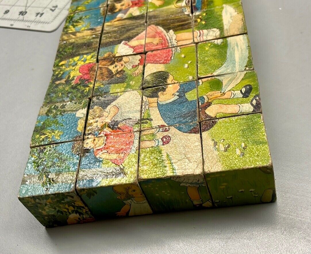 Antique Children's Block Puzzle 6-Sided