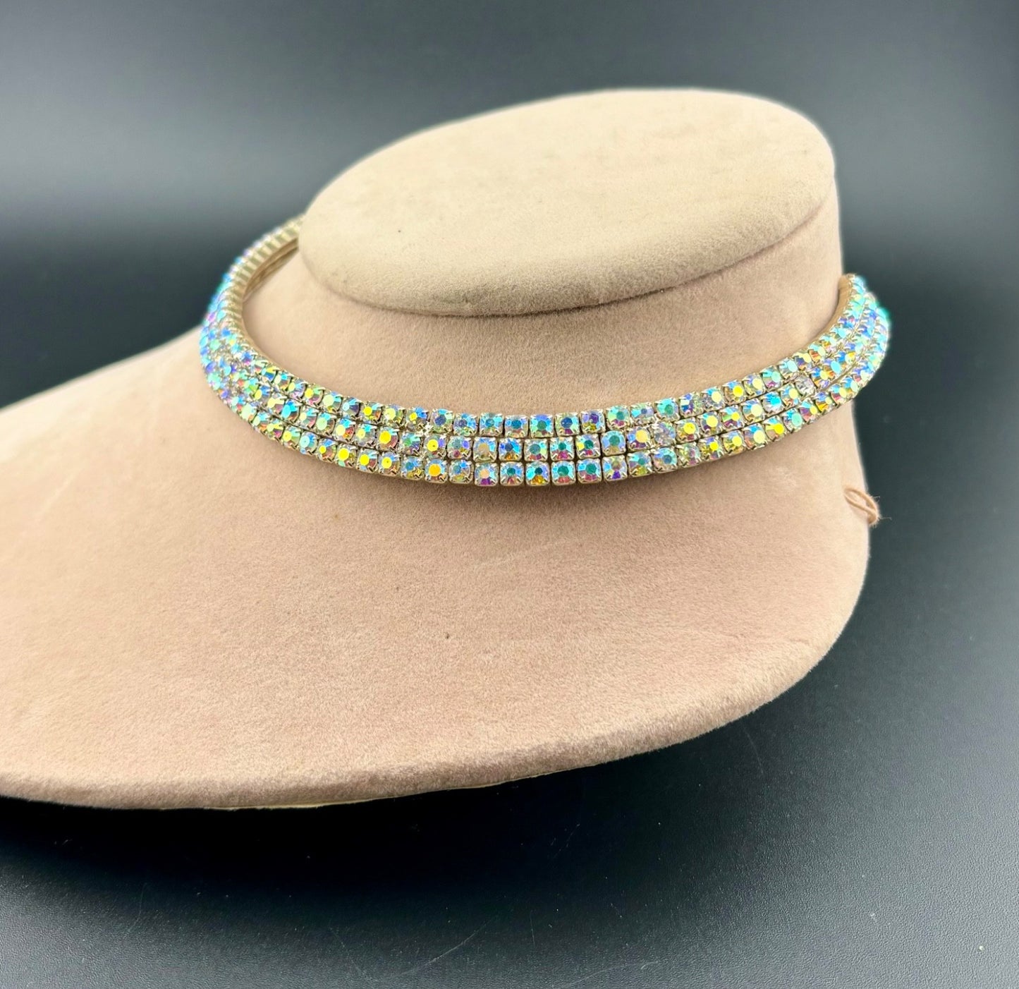 Aurora Borealis Rhinestone Collar Necklace