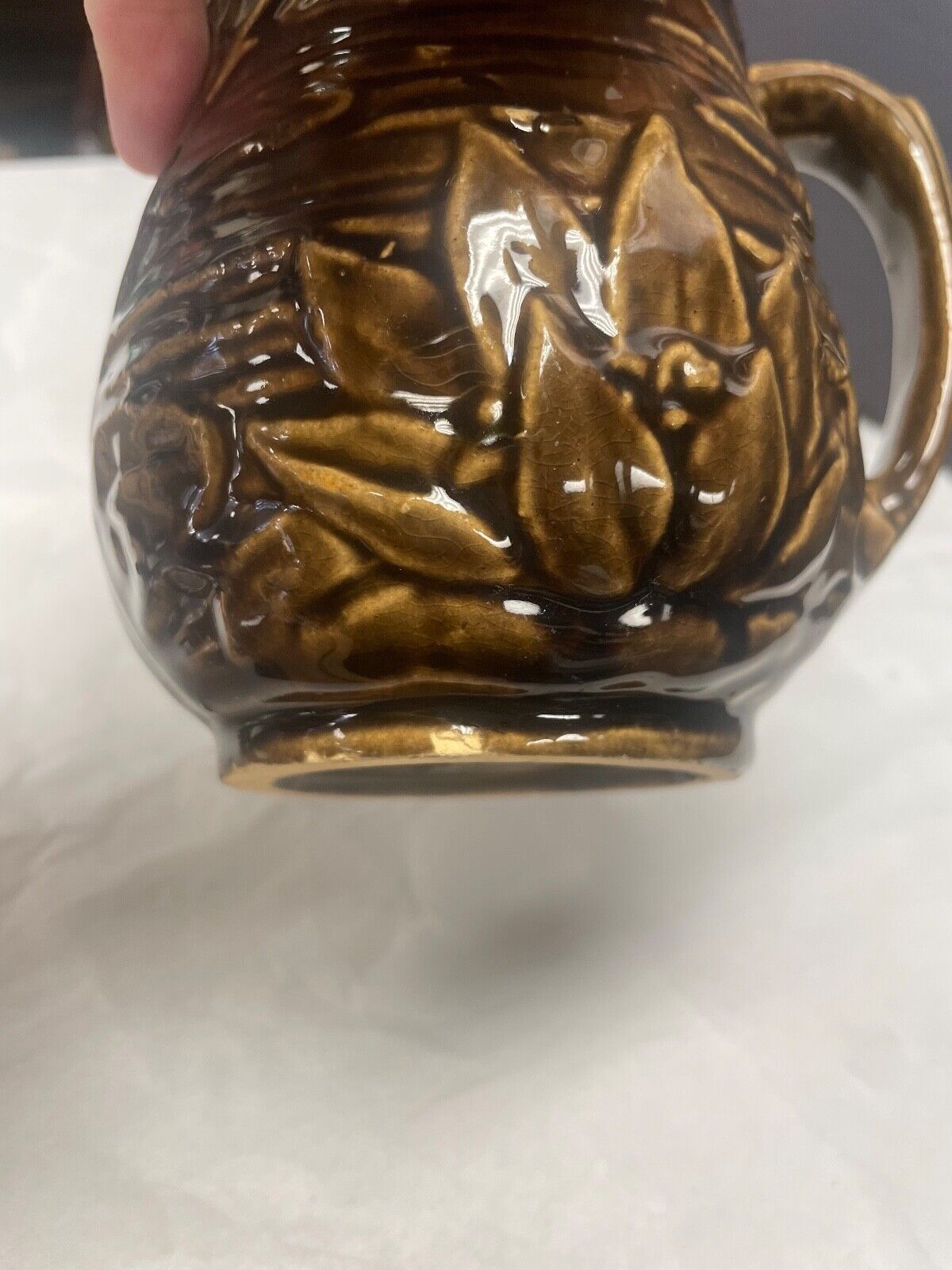 Vitage McCoy Pottery Lotus Flower Pitcher Brown