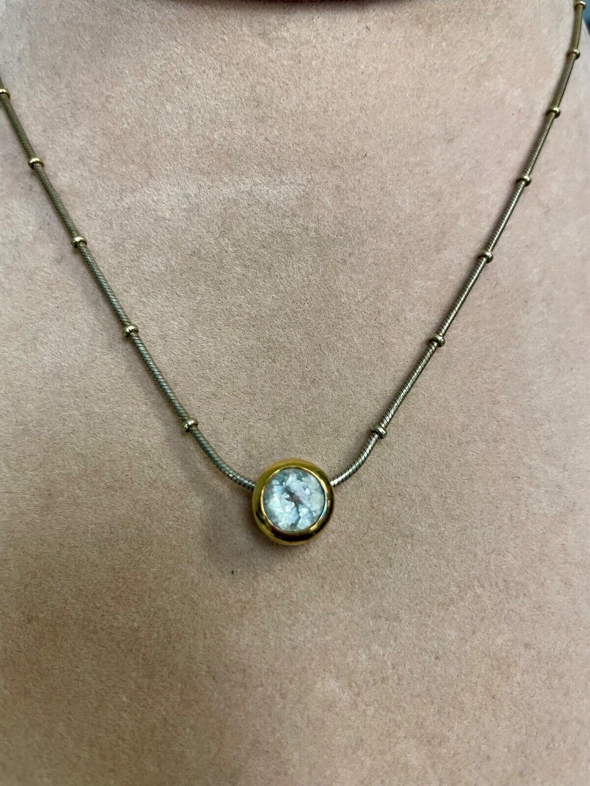 .925 Sterling Silver, Gold Plated Highlights, and CZ Slider Pendant Necklace