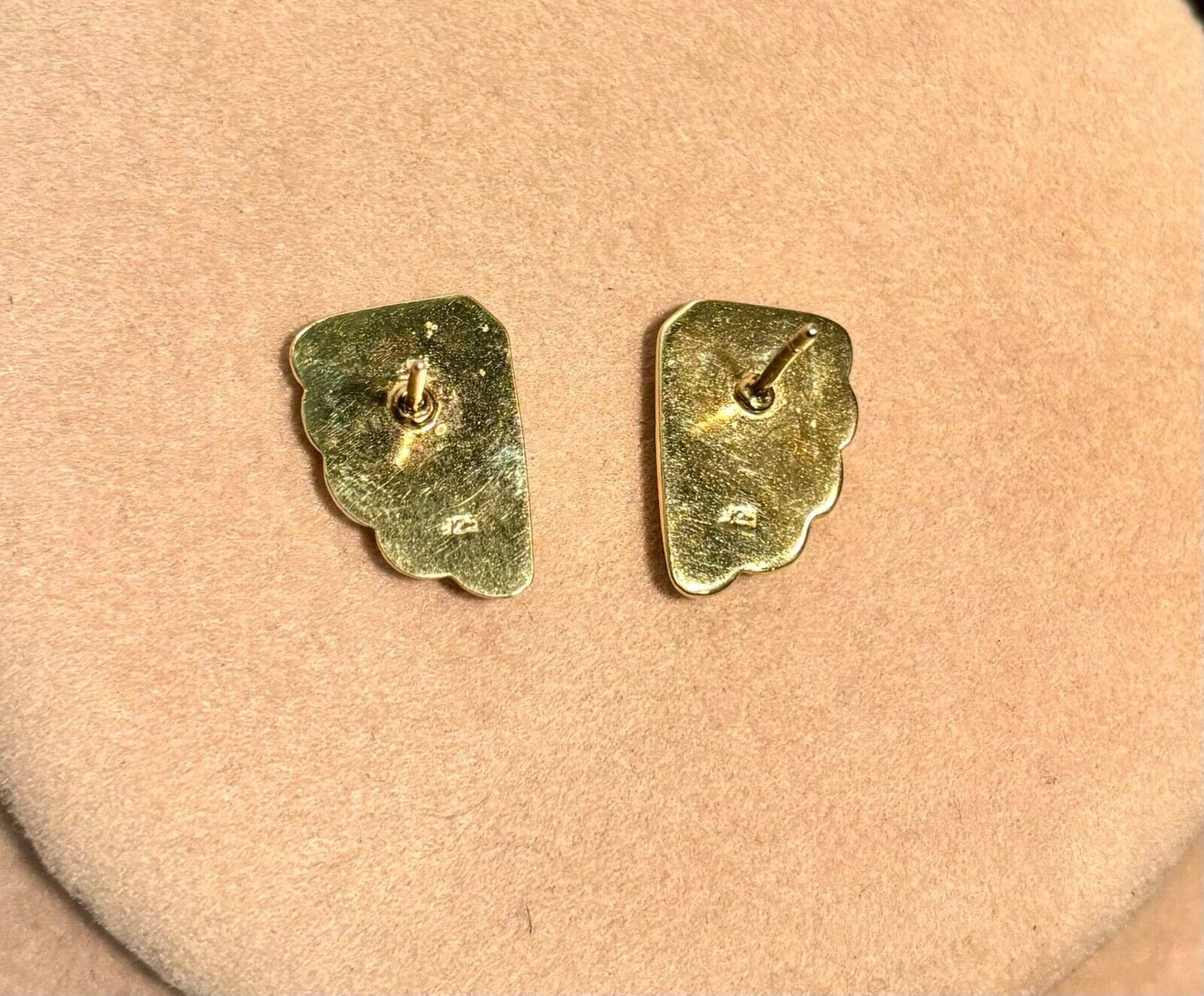 Vintage Gold over .925 Sterling Silver Fan Earrings