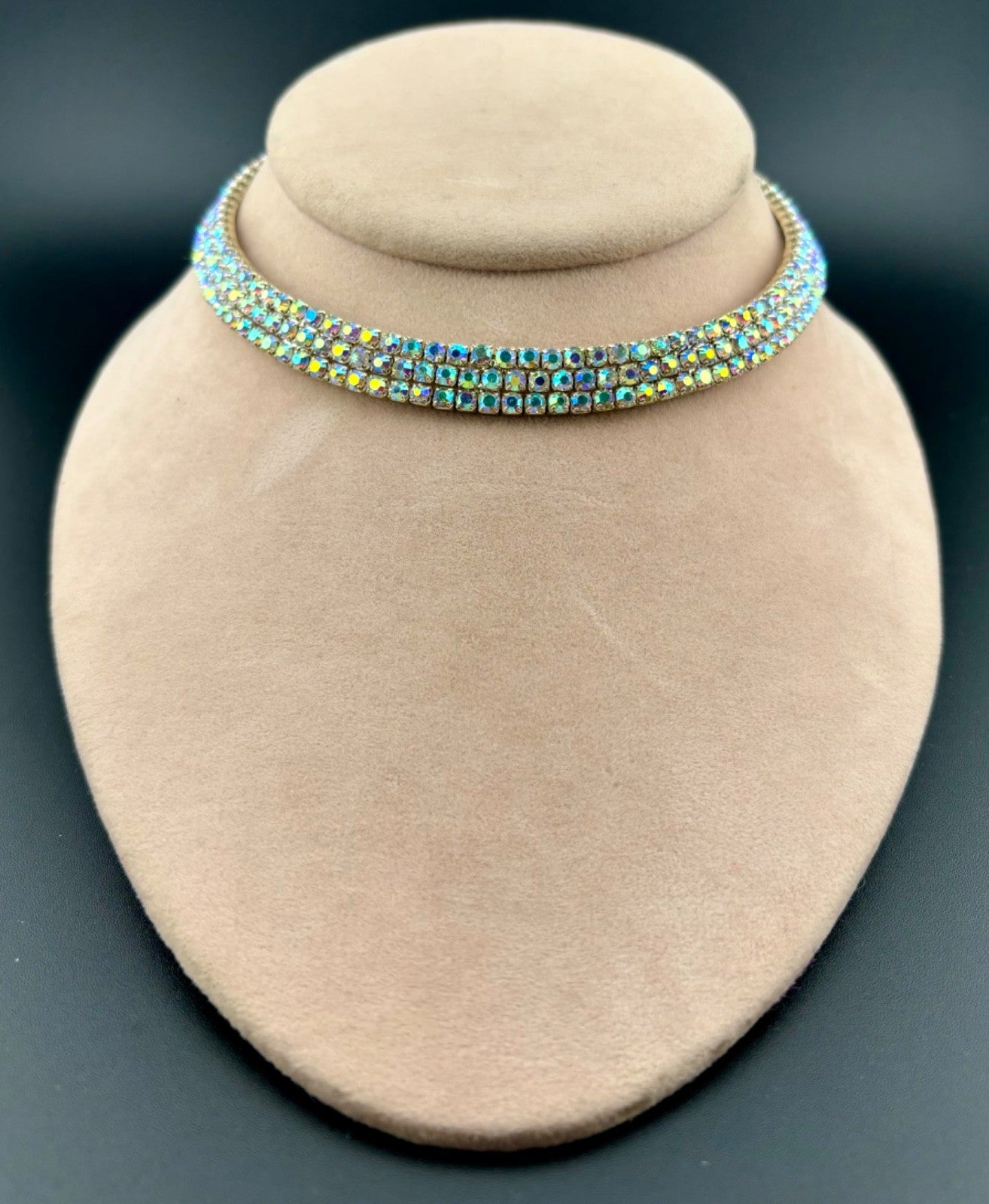 Aurora Borealis Rhinestone Collar Necklace