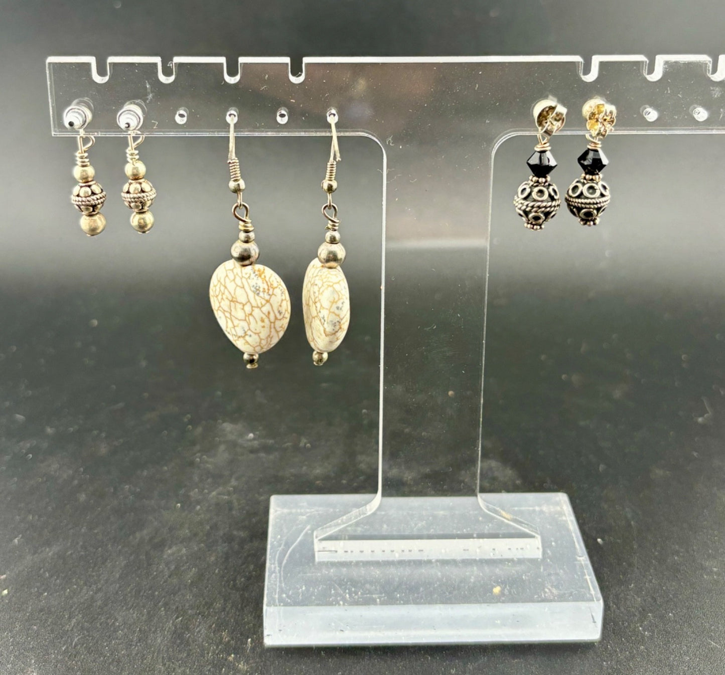 Vintage Sterling Silver Tribal Style Earrings 3 Pairs