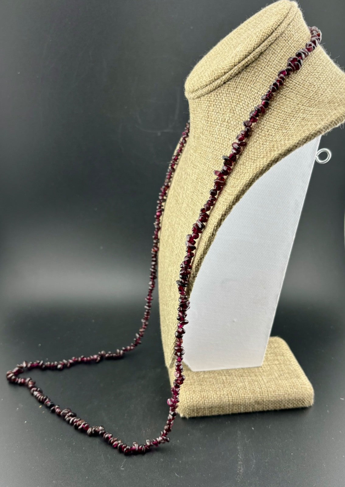 Garnet Stone Necklace Endless Strand Tumbled Chips 35"