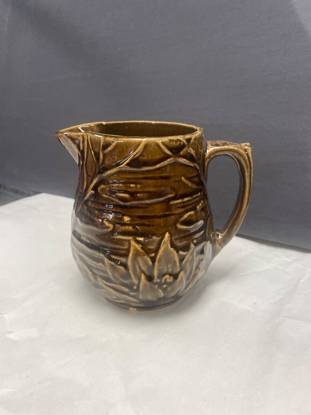 Vitage McCoy Pottery Lotus Flower Pitcher Brown
