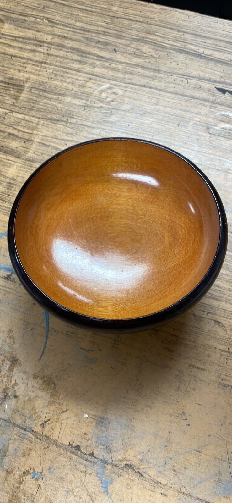 VTG Nasco Master Pieces in Wood 6" Pedestal Wooden Bowl with Metal Base Japan