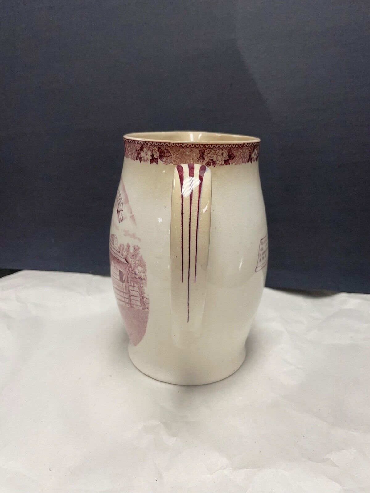 Vtg Lincoln New Salem Pottery Pitcher Illinois State Park Staffordshire England