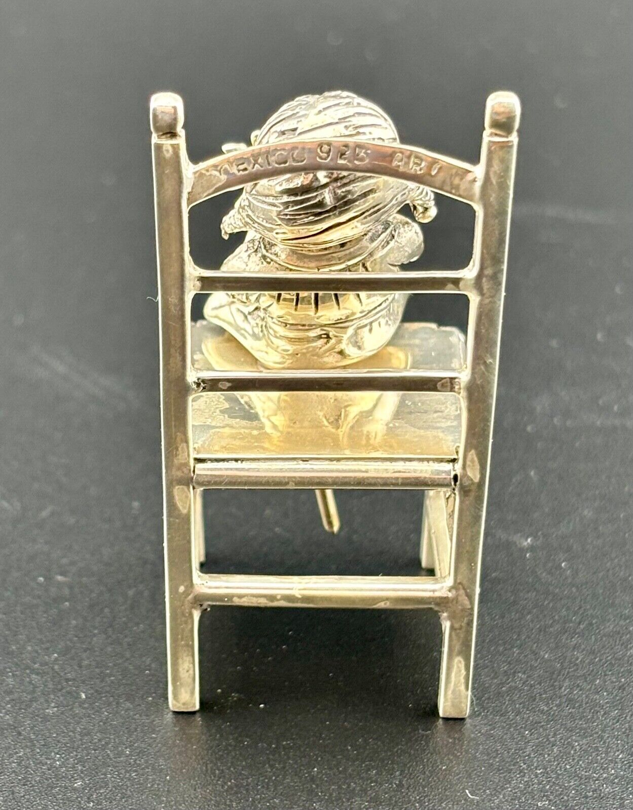 .925 Sterling Silver Girl on Chair Figure Dollhouse Miniature 60 Grams