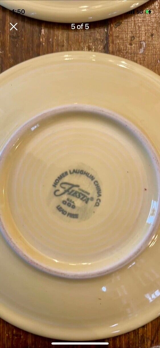Four Butter Yellow Fiesta Ware Saucers/Dessert Plates 6.25"