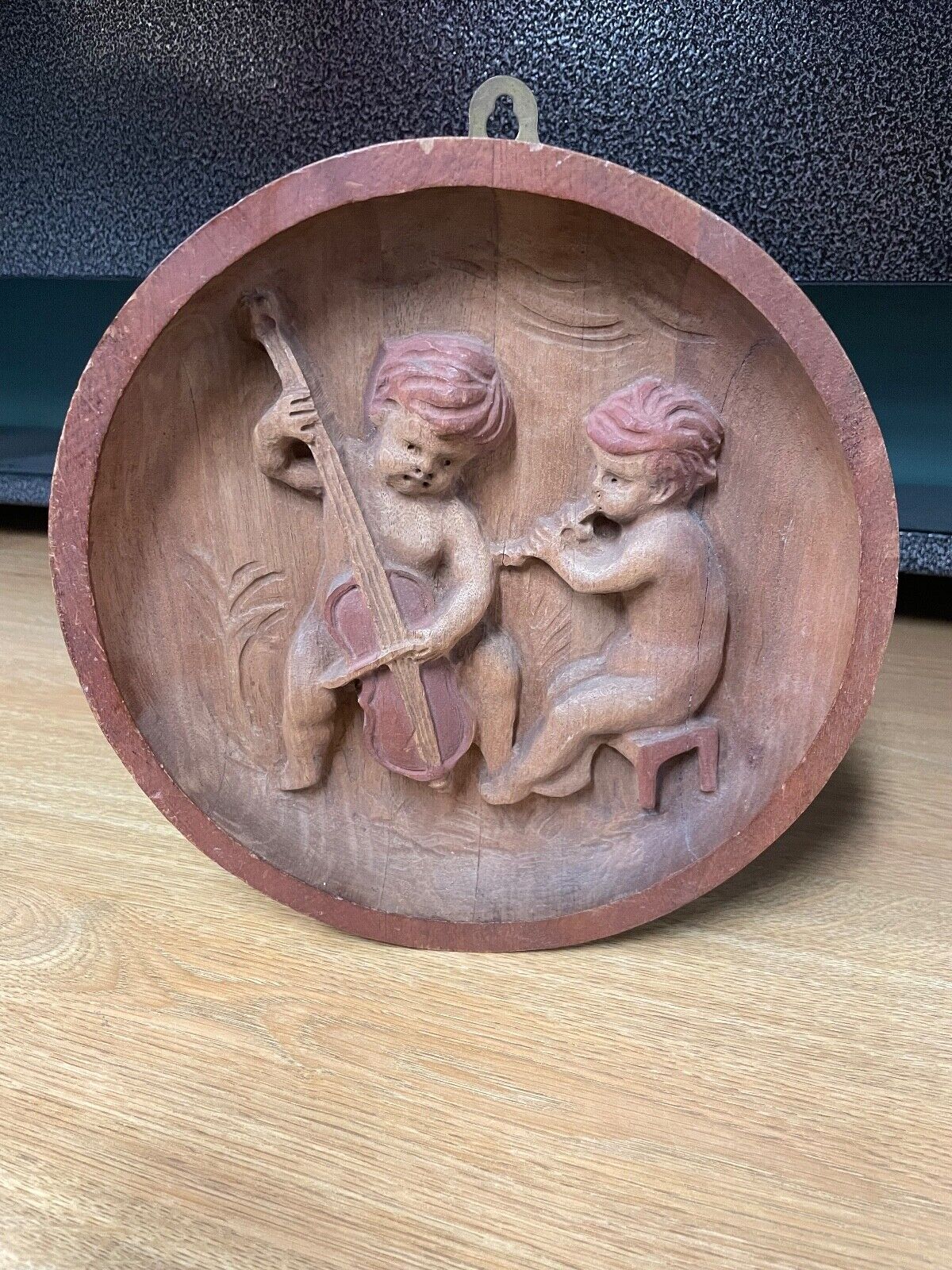 Carved Wooden Cherub Wall Decor