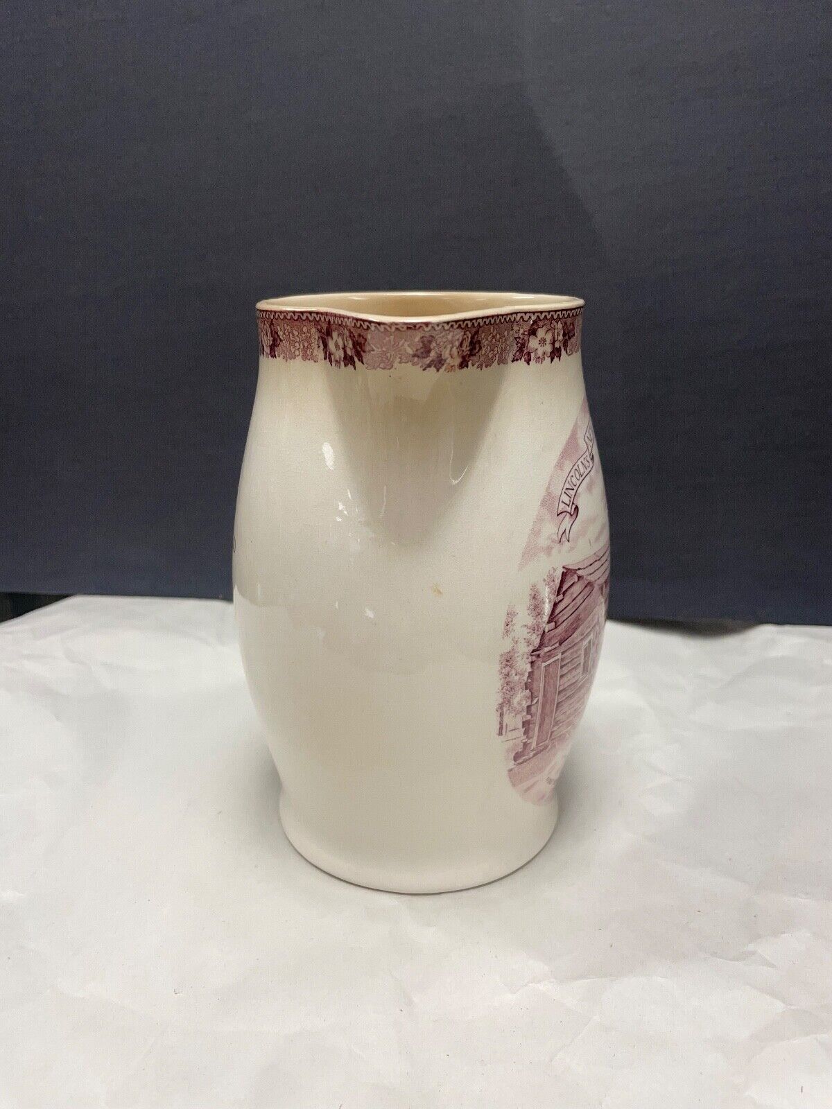 Vtg Lincoln New Salem Pottery Pitcher Illinois State Park Staffordshire England