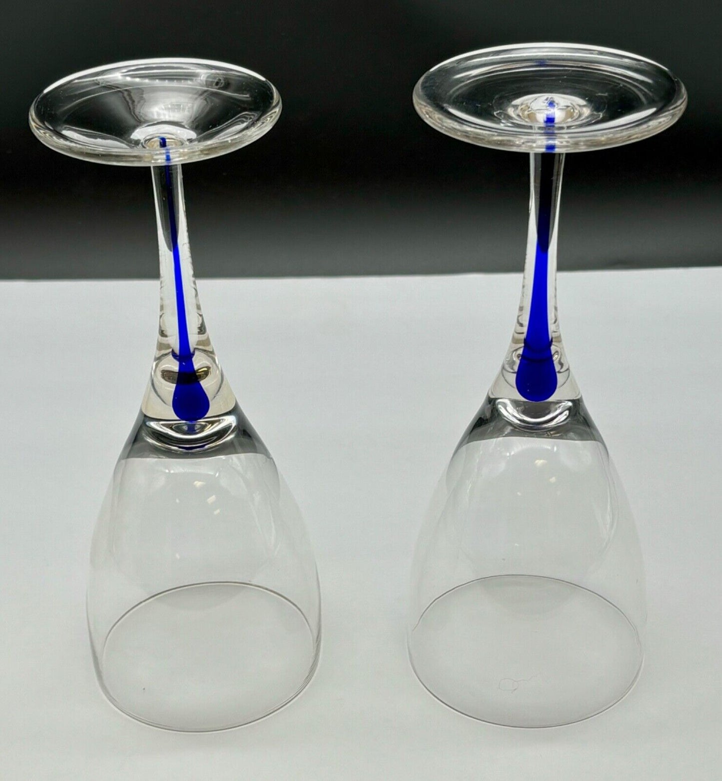2 Blue Crystal Claret Wine Glasses 83/4" 10oz Orrefors?