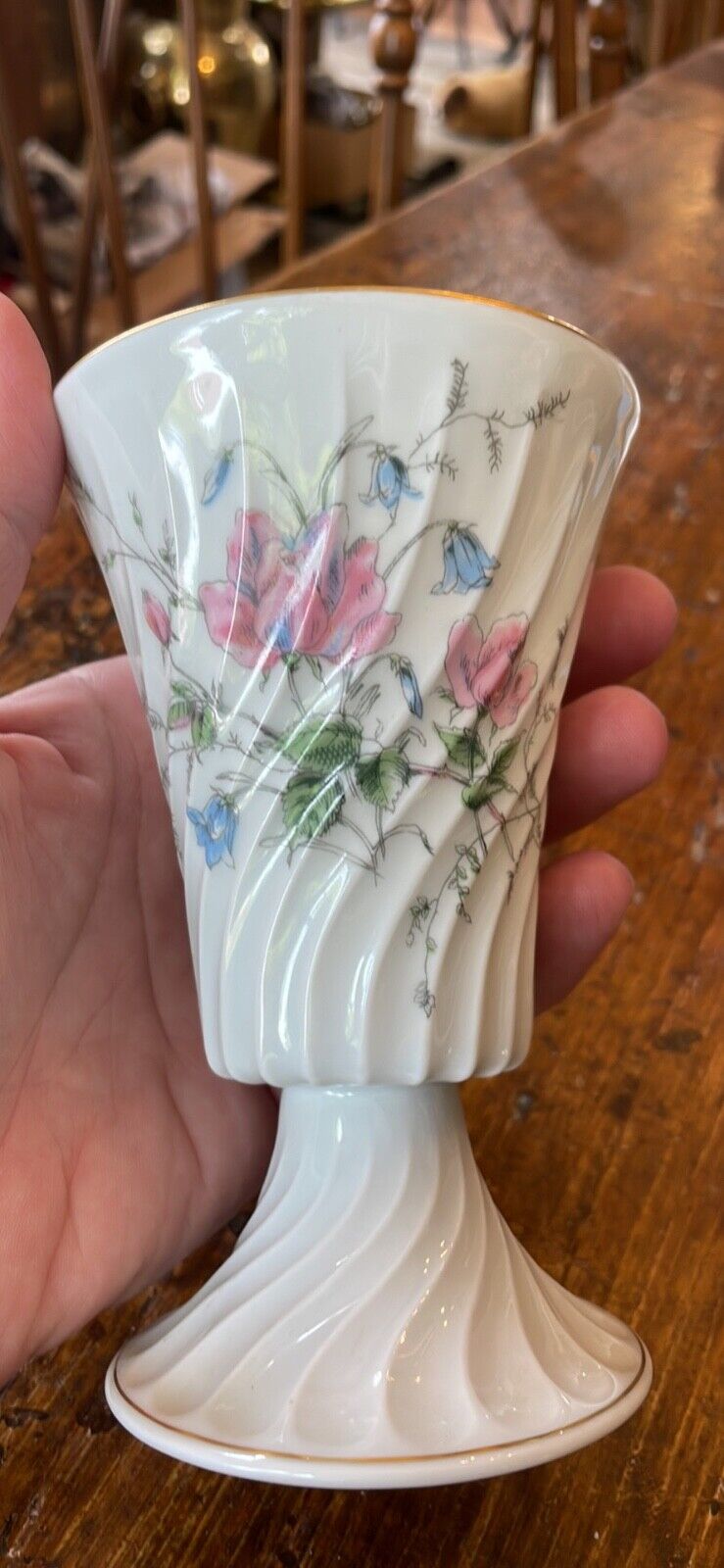 1960's Haviland LIMOGES Chalice Vase Fine Porcelain Footed 5.25" Vintage France