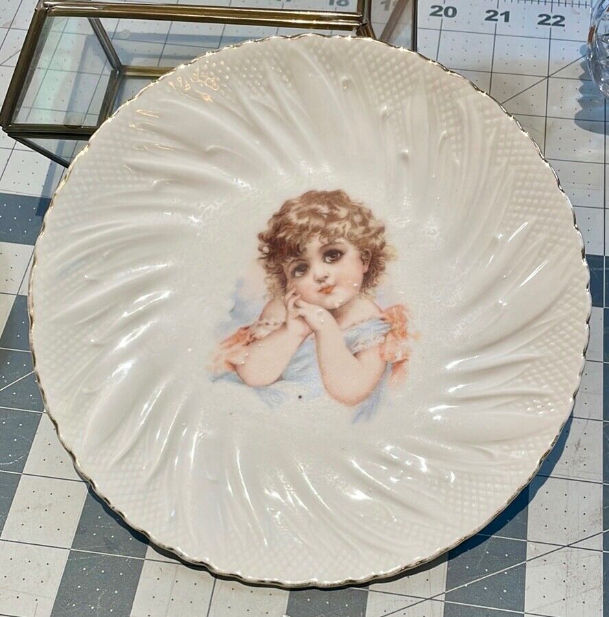 Antique Decorative Victorian Plate Little Girl