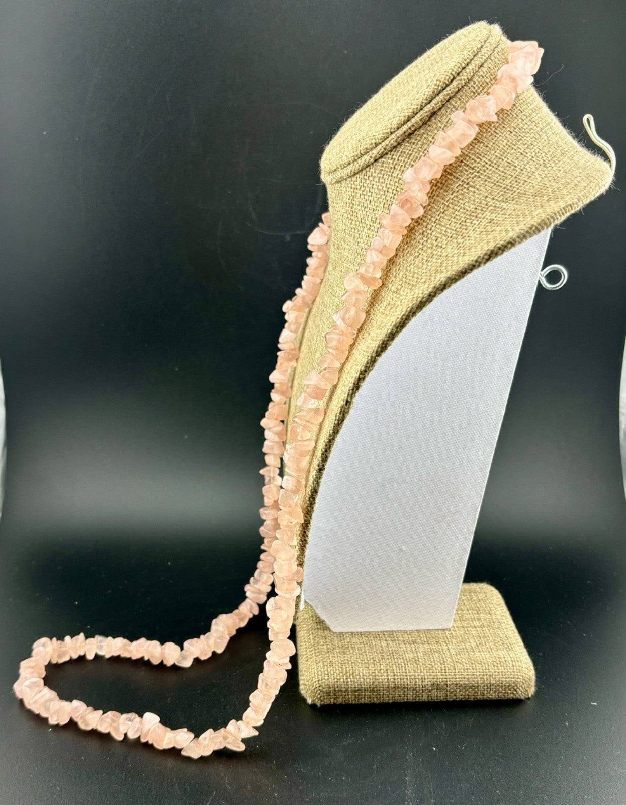 Rose Quartz Stone Necklace Endless Strand Tumbled Chips 34"