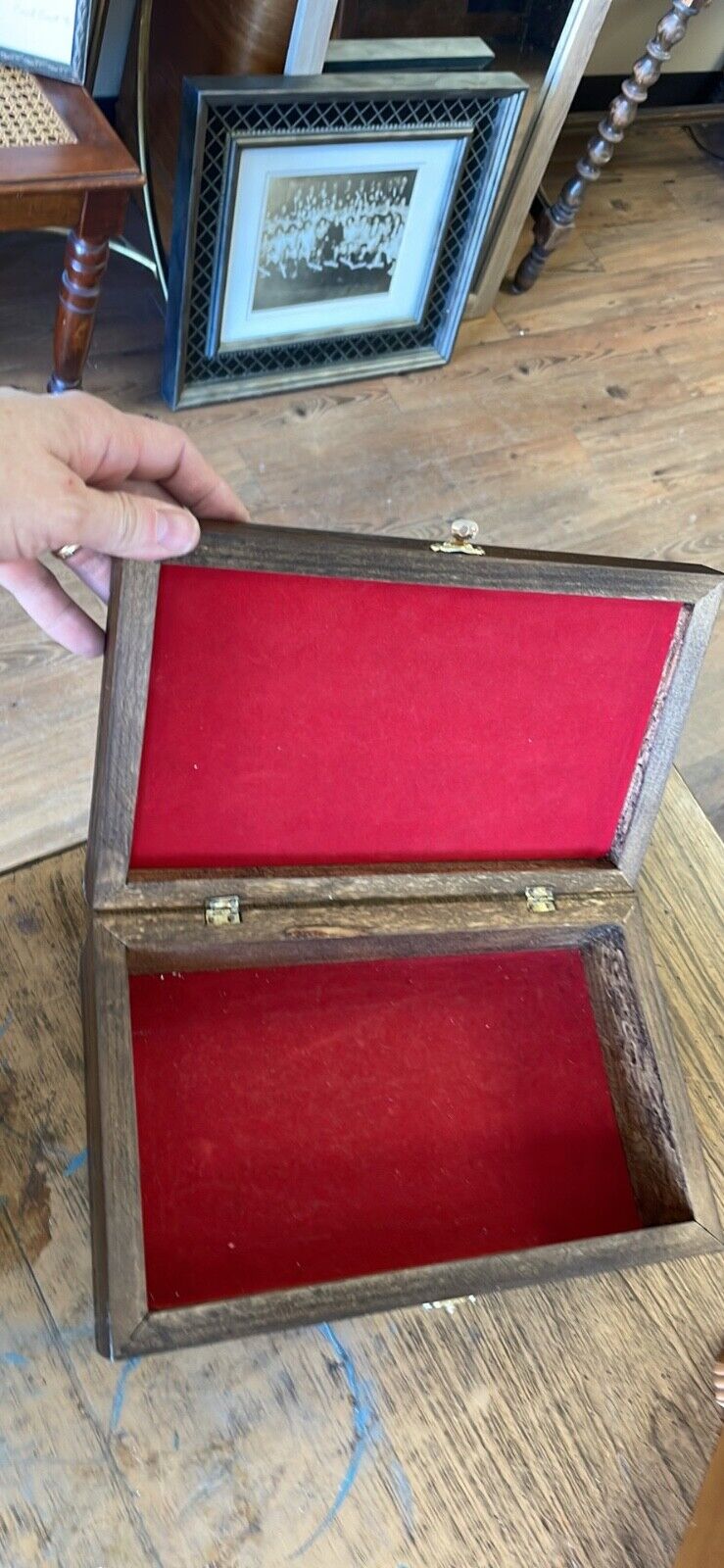 Vintage Wooden Jewelry Box Tile Top Classical Romantic Scenes