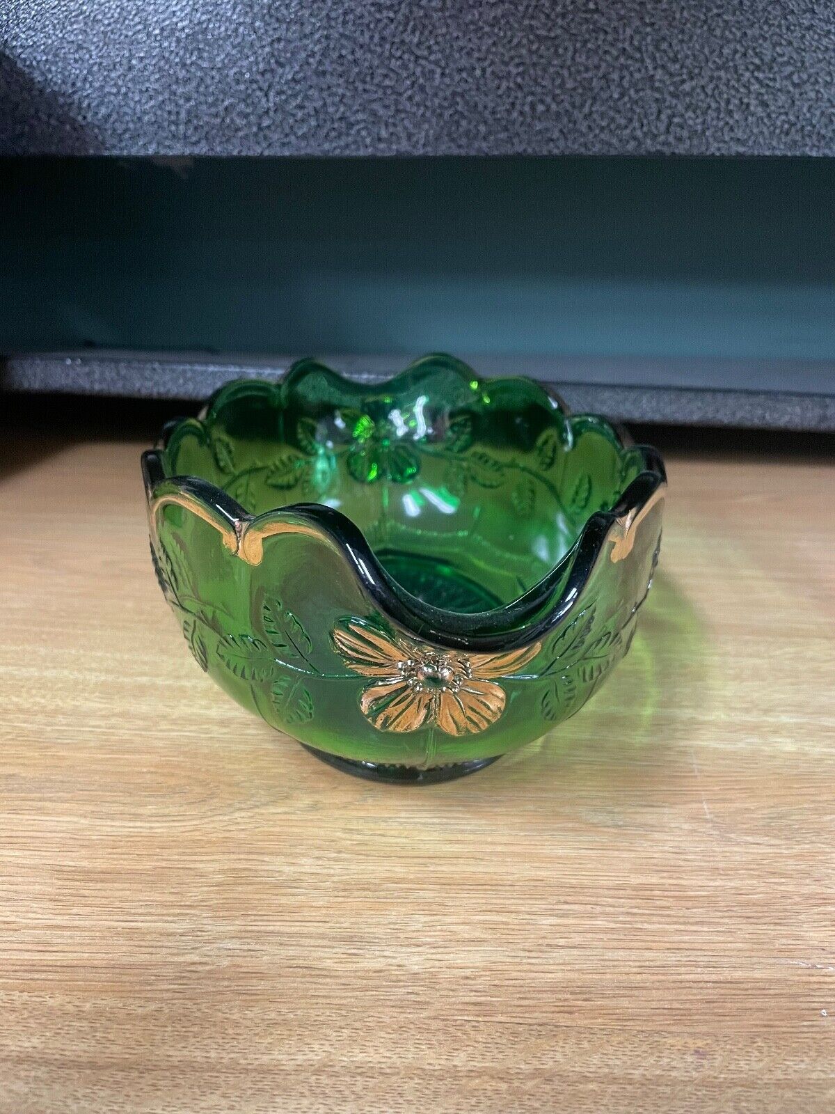 Antique EAPG Green Glass Centerpiece Bowl
