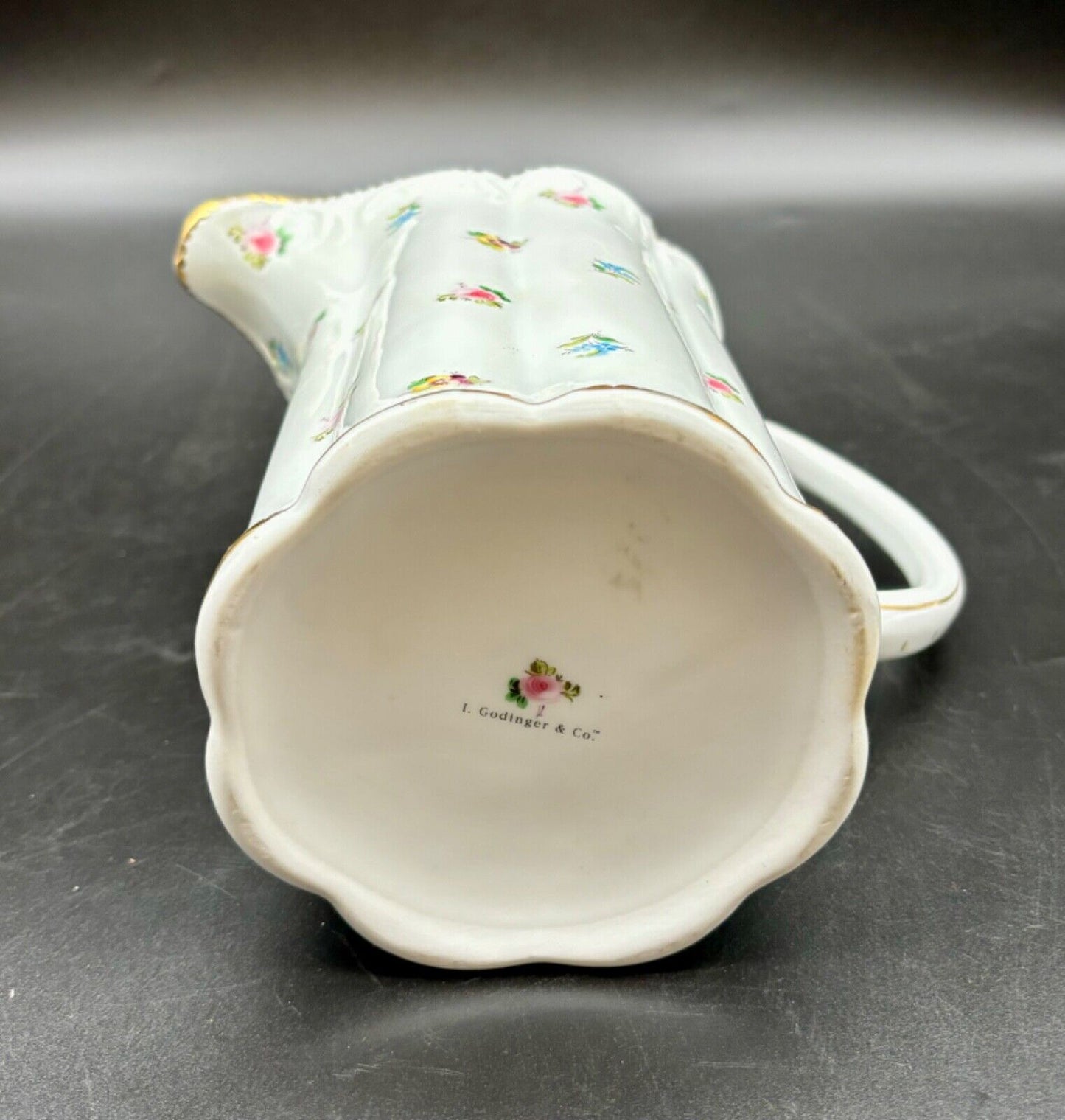 Vtg I. Godinger & Co. Floral Pansy Primavera Porcelain Milk Creamer Pitcher