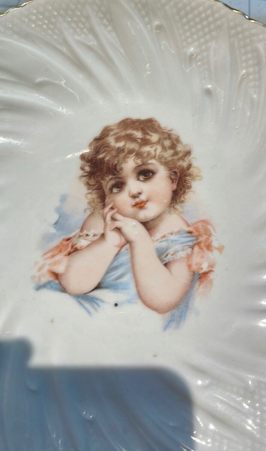 Antique Decorative Victorian Plate Little Girl