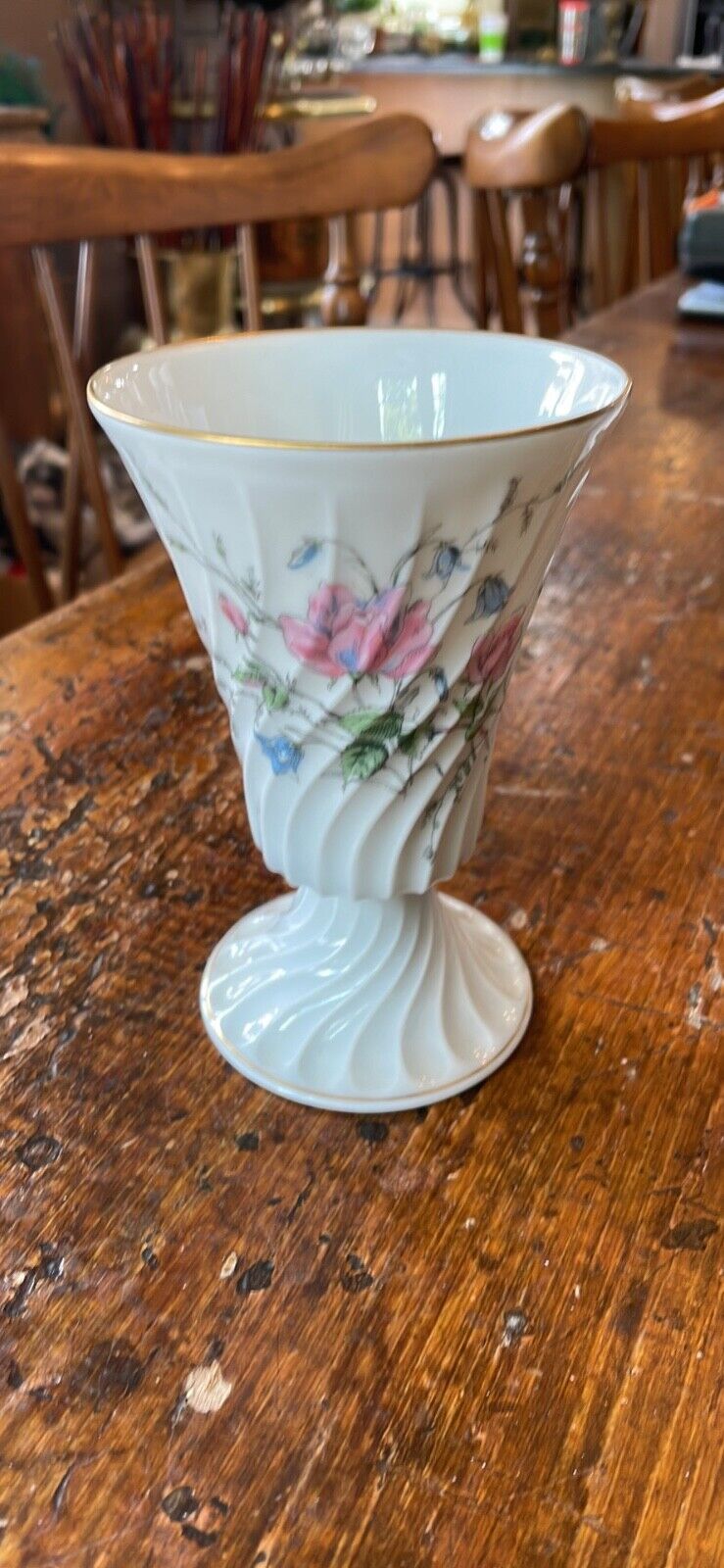 1960's Haviland LIMOGES Chalice Vase Fine Porcelain Footed 5.25" Vintage France