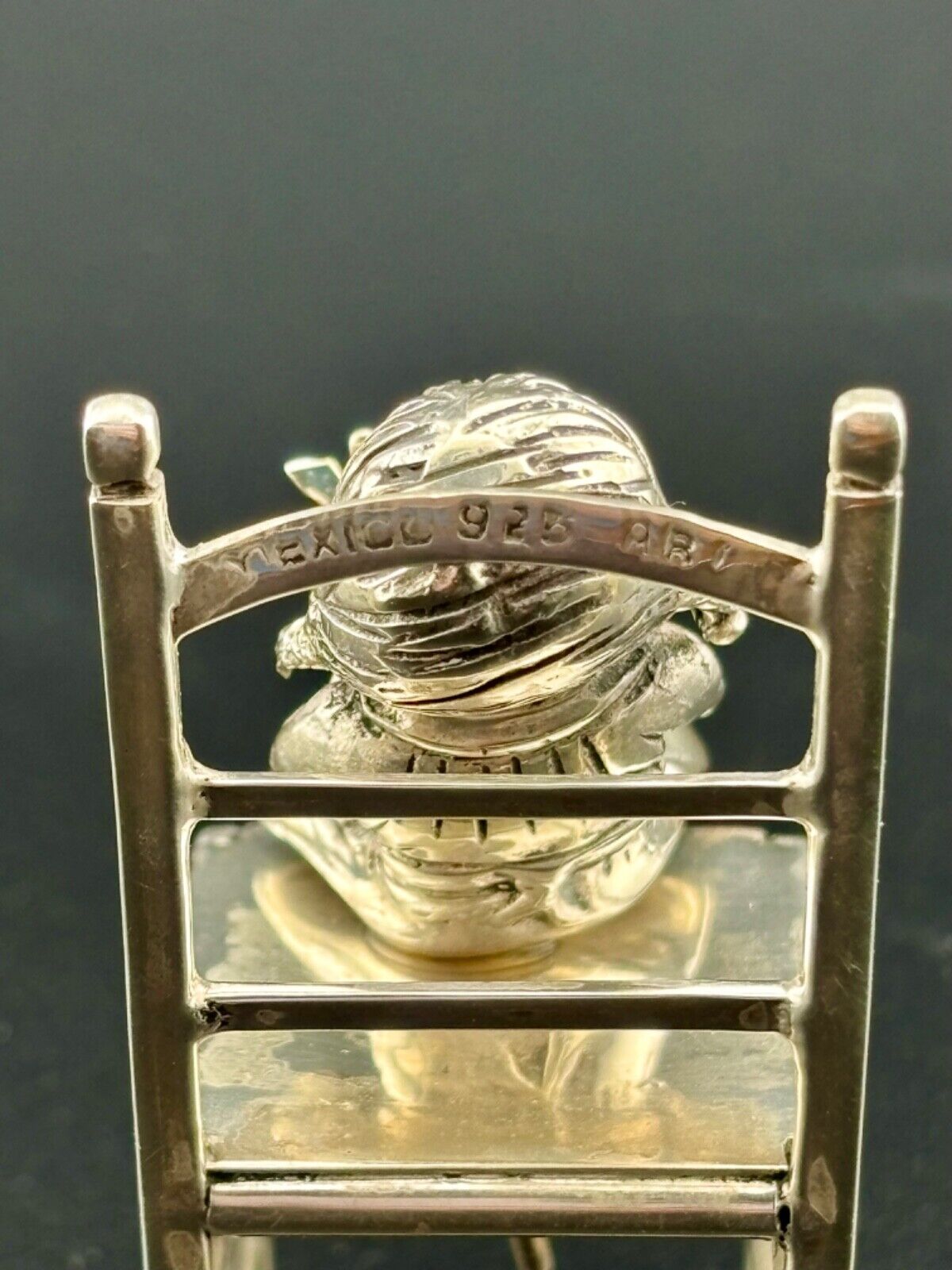 .925 Sterling Silver Girl on Chair Figure Dollhouse Miniature 60 Grams