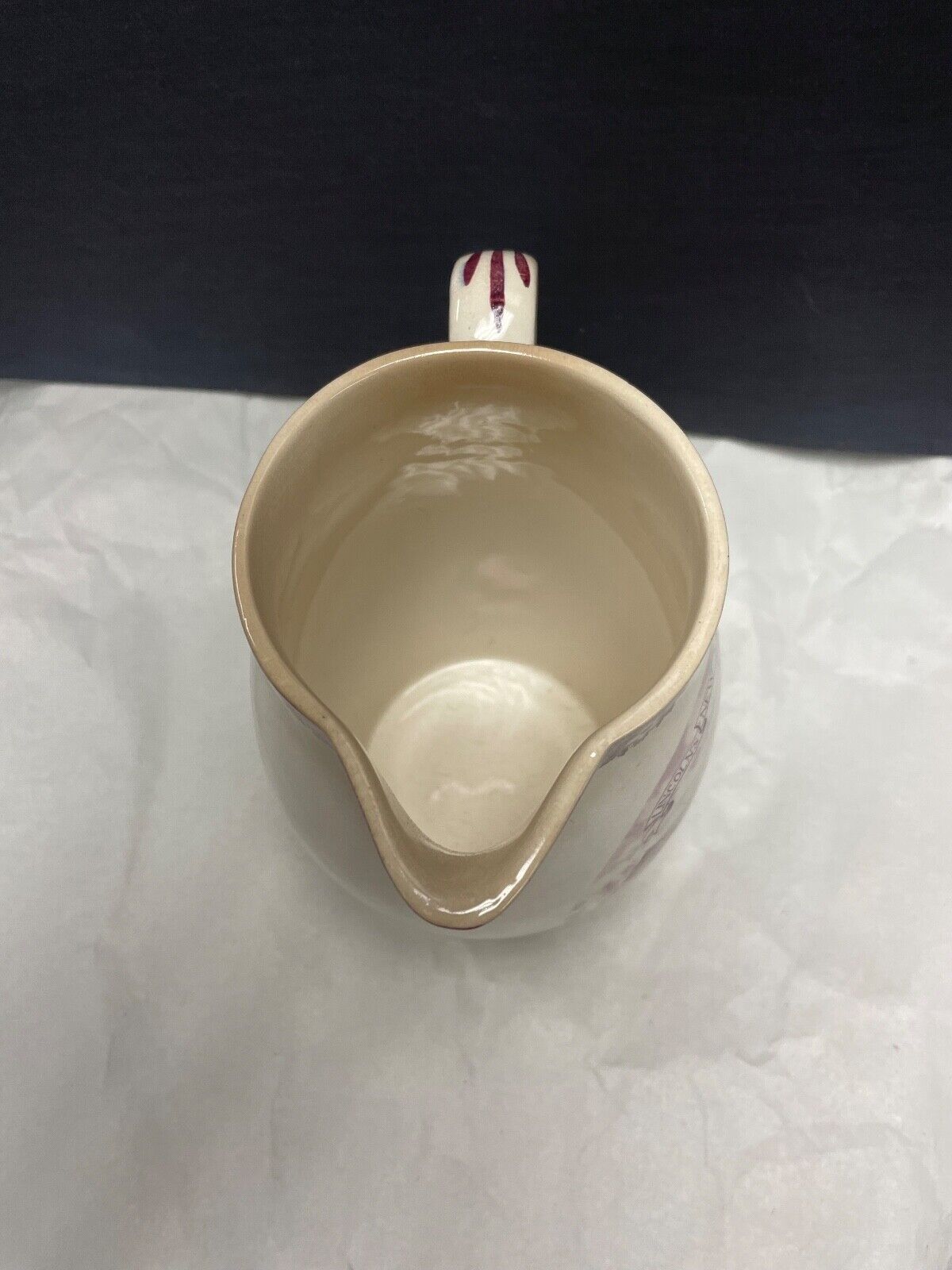 Vtg Lincoln New Salem Pottery Pitcher Illinois State Park Staffordshire England